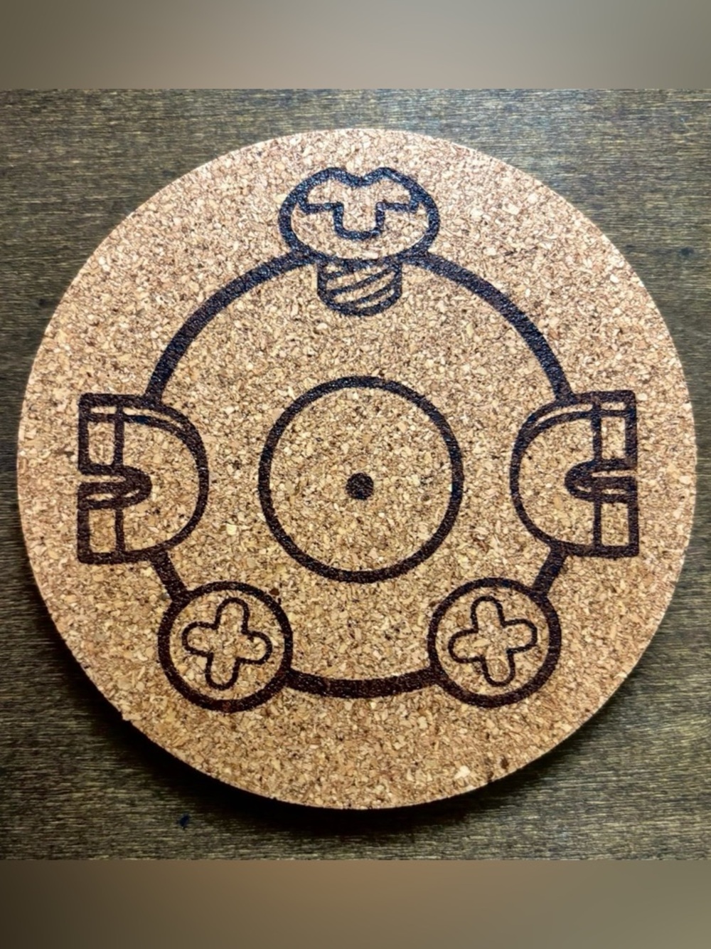Pokemon Magnemite Face Laser Engraved Cork Coaster